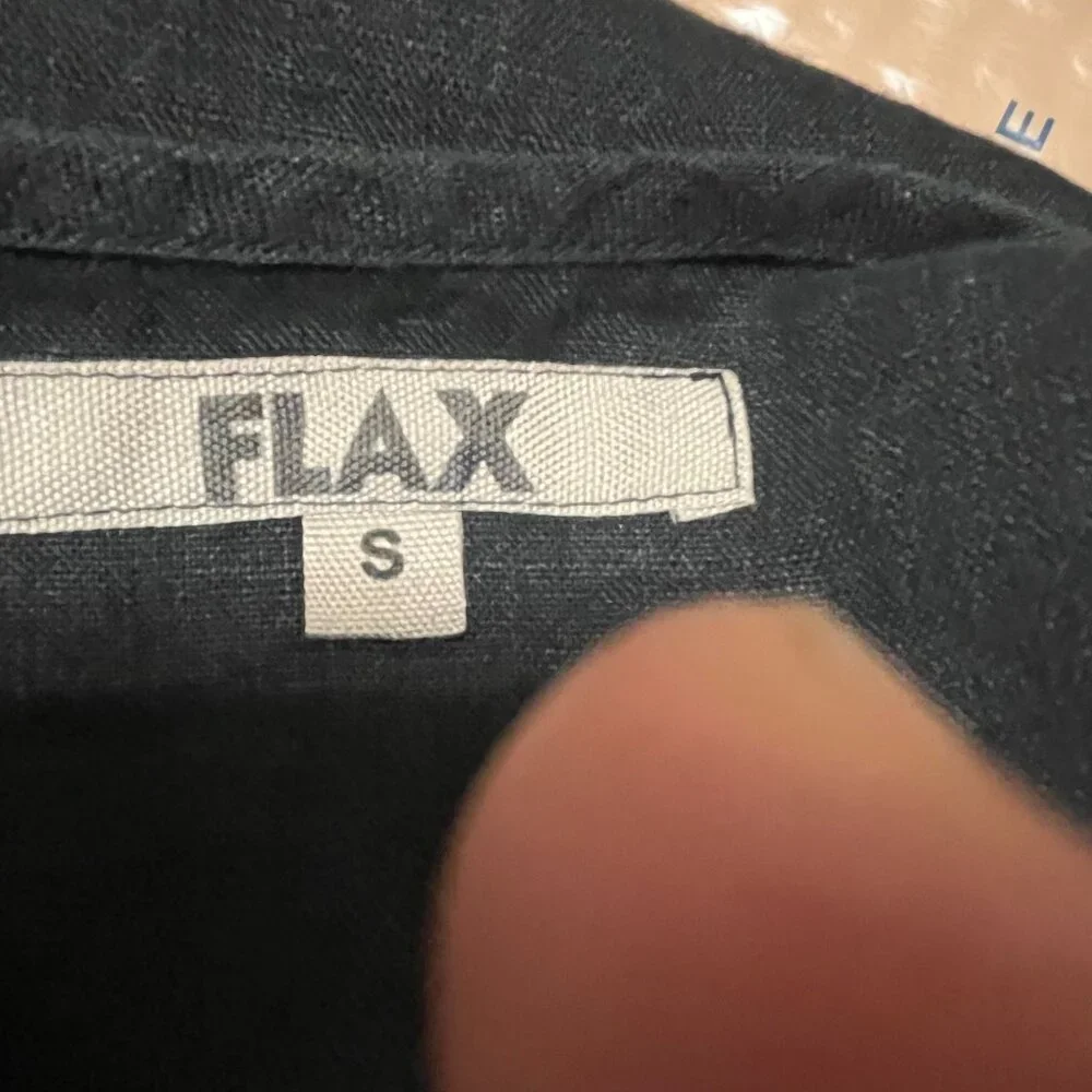 FLAX‎ Black Linen Short Dress/Tunic Size Small